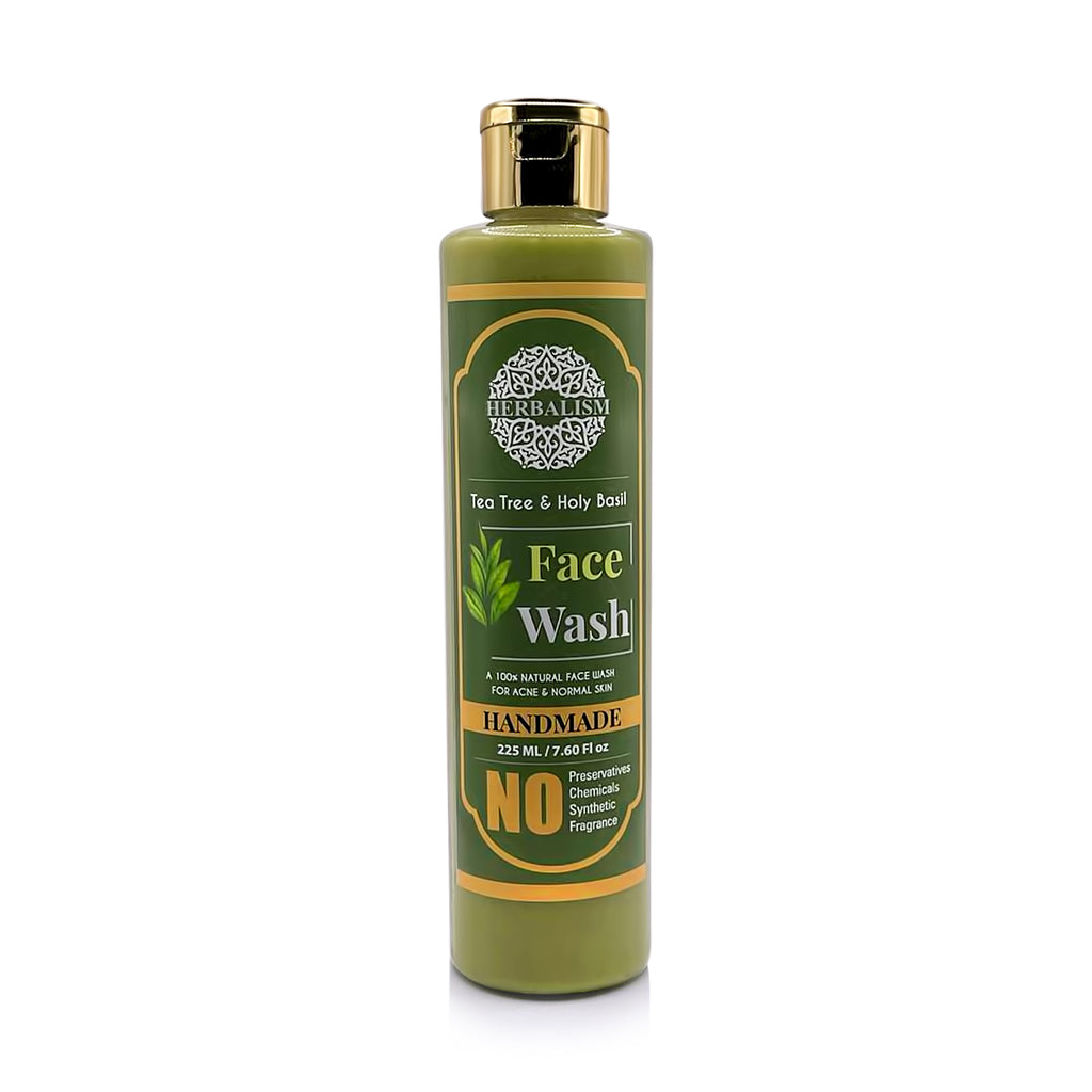 Herbalism Tea Tree and Holy Basil Face Wash - Handmade, 100% Natural Deep Cleanser Acne & Blemish Control