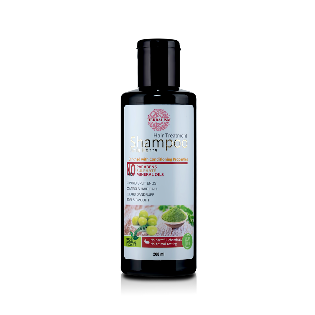 Herbalism Natural Amla Henna Hair Shampoo Deep Hair Cleanser DANDRUFF and Oily Scalp Cleansing. - HERBALISM