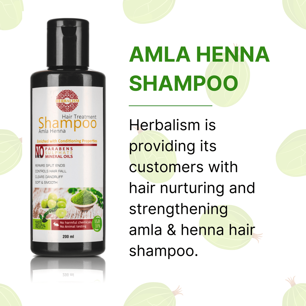 Herbalism Natural Amla Henna Hair Shampoo Deep Hair Cleanser DANDRUFF and Oily Scalp Cleansing. - HERBALISM