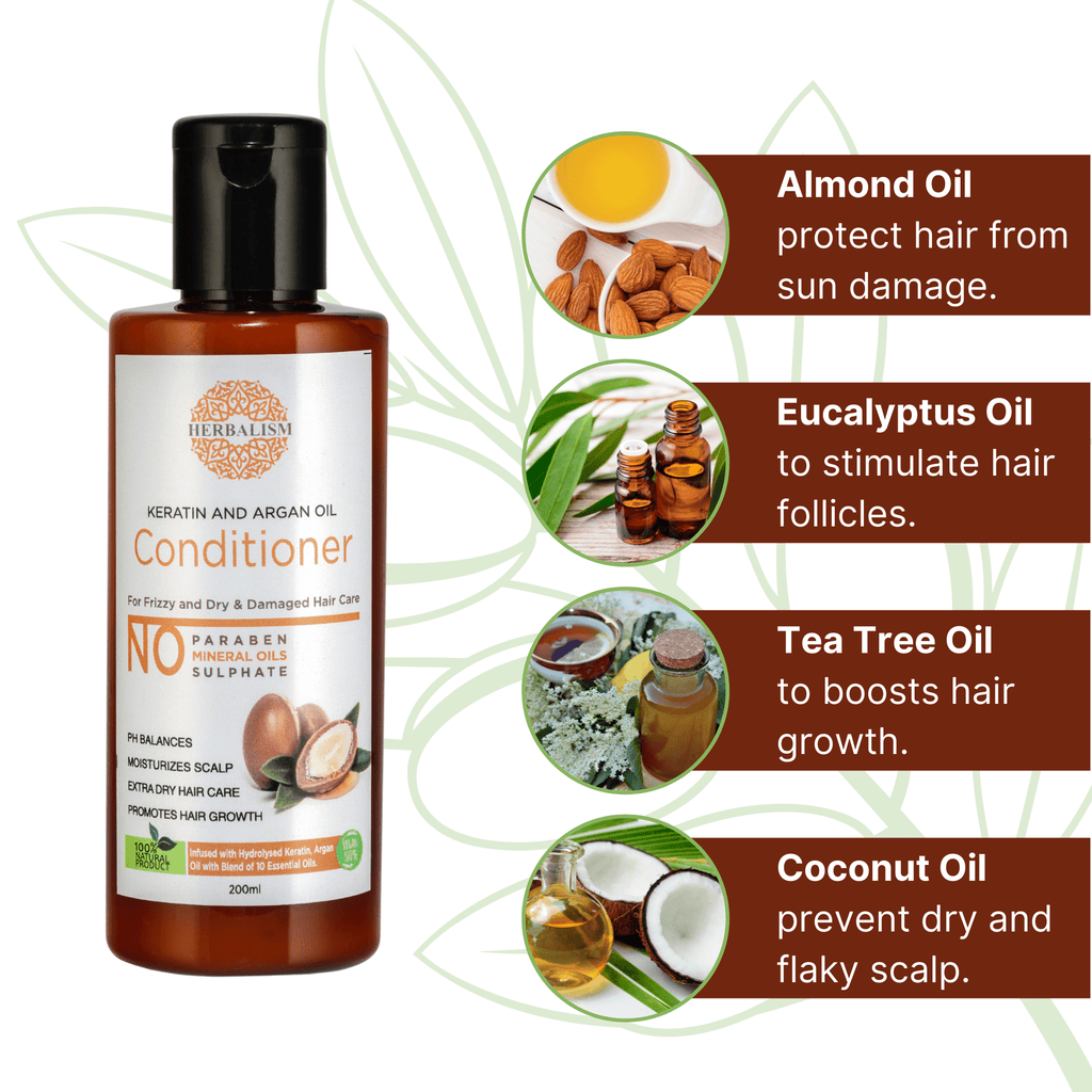 Herbalism argan oil and keratin deep hair conditioner smoothening & moisturizing conditioner for extra dry hair. - HERBALISM